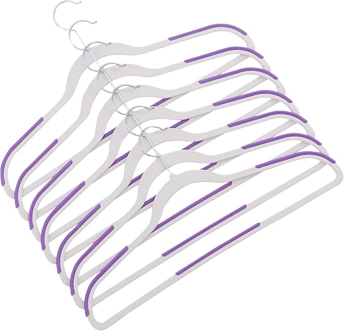 VECELO Non-Slip Clothes Hangers, 25 Pack Heavy Duty Plastic Hangers with 360° Rotating Metal Hook, Space Saving Wardrobe Organizer for Shirts, Coats, Pants, Dresses