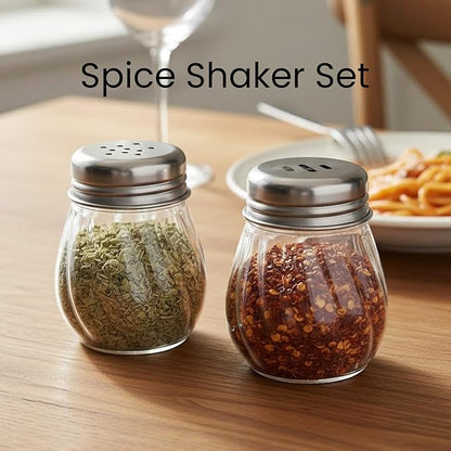 Oblivion Spice Box 2 Pcs – Oregano & Chilli Flakes Dispenser Set – Unbreakable Plastic Spices Shaker with Stainless Steel Lid – BPA-Free & Reusable Easy Pour Seasoning Jars for Kitchen & Dining Table