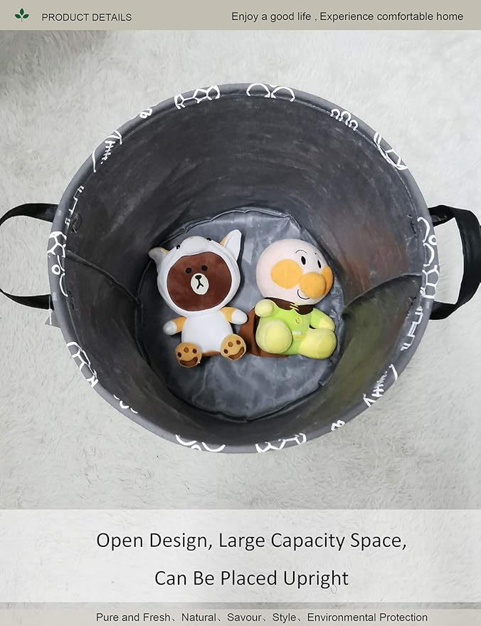 Round Sports Themed Laundry Basket, Collapsible Laundry Hamper for Boys,Cute Ball Print Storage Bin,Waterproof Toy Storage for Kids Room,Nursery,Playroom,New Parent Gift(Grey Sports Ball)