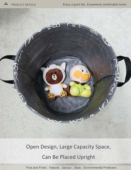 Round Sports Themed Laundry Basket, Collapsible Laundry Hamper for Boys,Cute Ball Print Storage Bin,Waterproof Toy Storage for Kids Room,Nursery,Playroom,New Parent Gift(Grey Sports Ball)