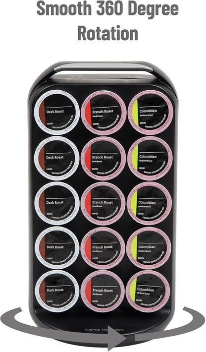 Mind Reader Single Serve Coffee Pod Storage, 30 Pod Capacity, Countertop Organizer, 6.75"L x 6.25"W x 12.5"H, Black
