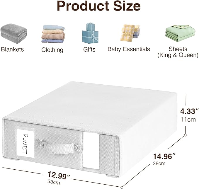 DIMJ Bed Sheet Organizers and Storage 6 Pack - Foldable Sheet Holder for Linen Bedding Storage Box for organization, Sheets Set Holder for Blanke, Towel (King & Queen Size), White