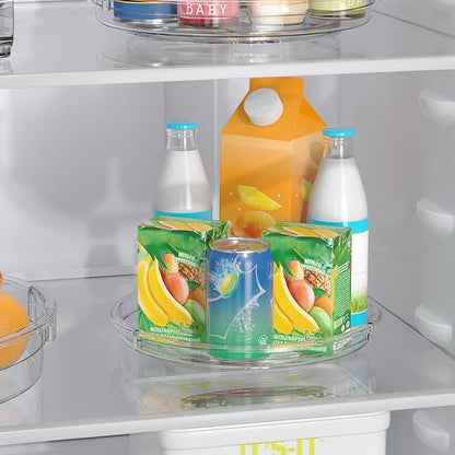 LAMU 4 Pack 9.25in Lazy Susan Organizer, Clear Lazy Susan Turntable for Cabinet, Refrigerator, Table Top, Kitchen, Bathroom, Pantry Organizers and Storage