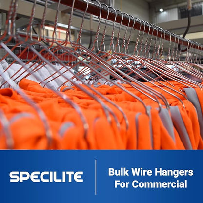 SPECILITE Wire Hangers 50 Pack, Metal Wire Clothes Hanger Bulk for Coats, Space Saving Metal Hangers Non Slip 16.7 Inch Ultra Thin, for Standard Size Suits, Shirts, Pants, Skirts