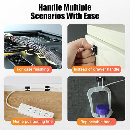 200Pcs Adhesive Zip Tie Mount, 1/2in Black Cable Tie Mount, Plastic Zip Tie Mounting Squares, Sturdy Zip Tie Sticky Mounting Pads for Cable Organizer (Black, 1/2"-200pcs)