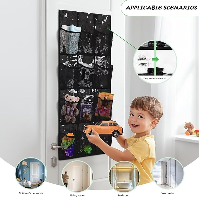 Moon Shoe Organizer Over The Door 12 Pockets Wall Hanging Storage for Living Room Large Capacity Behind Door Shoe Organizer Space Saving Multi-Funtion Storage Bag