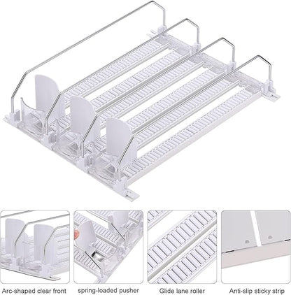 Drink Dispenser for Fridge, Self Pushing Soda Can Organizer for Refrigerator, Soda Can Organizer Canned Food Bin Stackable Soda Dispenser, Large Capacity Kitchen Can Bottle Organizer(38cm 5PCS)