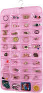 Bloss Hanging Jewelry Organizer, Earring Organizer, Valentine's Day Gift, Double Sided 80 Pocket Jewelry Chain Storage Bag, Jewelry Holder for Necklace Bracelet Earring Ring Chain