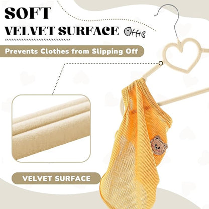 24 Pcs Beige Dog Clothes Hangers 13'' Non-Slip & 360° Swivel Pink Velvet Pet Hangers for Dogs and Cats Rustproof Metal Hooks, Space-Saving for Home Storage & Grooming Salons