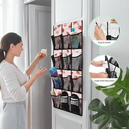 Strawberry Hanging Shelves Over the Door Organizer Storage for Closet with 12 Pockets,Nursery Organization,Over The Door Organizer,Organizer for Bedroom Bathroom,Kitchen
