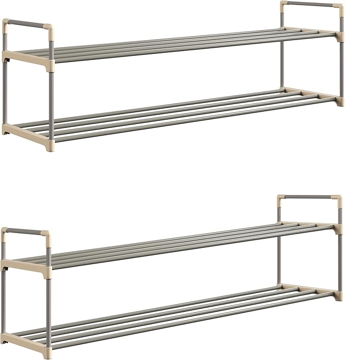 Home-Complete Shoe Storage Rack, 2-Tier Organizer for Closet, Bathroom, Entryway, 2 sets