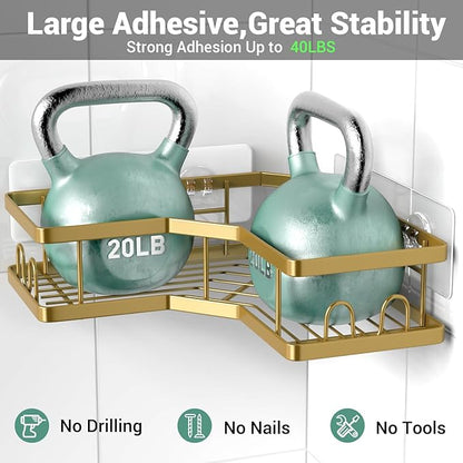 Corner Shower Caddy Bathroom Organizer: Adhesive Shower Rack Bathtub Shelves - 3Pack No Drilling Shower Shelf - Stainless Steel Organizer