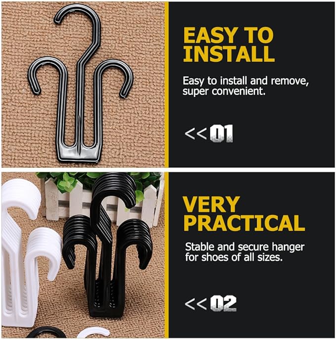 Healeved 12pcs Multi-functional Plastic Shoe Holder Hooks Sturdy Slippers Drying Organizer for Bike and Home Hanging Shoe Rack Storage