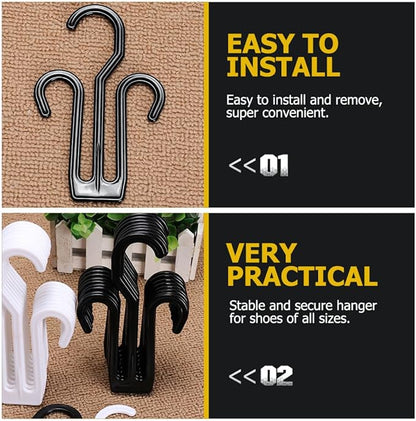 Healeved 12pcs Multi-functional Plastic Shoe Holder Hooks Sturdy Slippers Drying Organizer for Bike and Home Hanging Shoe Rack Storage