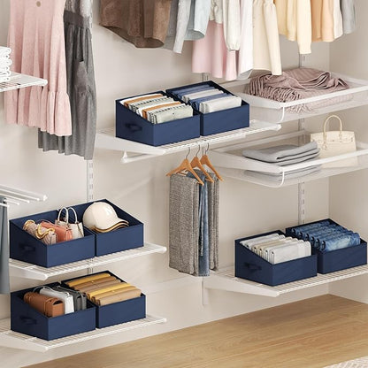 DIMJ Closet Storage Bins 12 Pack - Fabric Storage Baskets for Shelves, Collapsible Clothes Organizer with Handles, Trapezoid Shelf Organization Storage Cubes for Purse, Toys, Books, Towel, Clothes