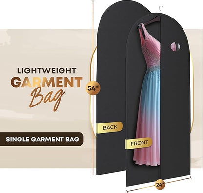 Luxury On the Go Black Suit Bag, Dress, and Travel Gown Garment Bags – 54" Hanging Garment Bag with Clear ID Window – Lightweight & Tear-Resistant – 3 Pack for Dresses, Prom, Evening Gown