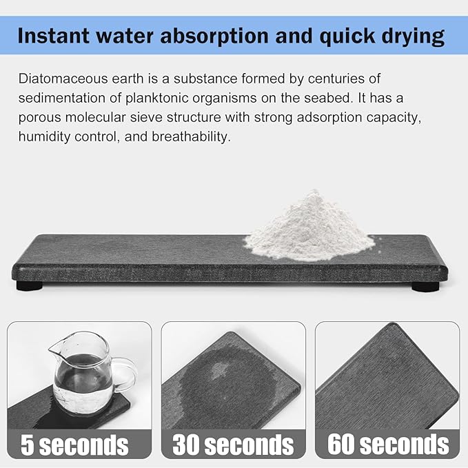 3PCS Stone Drying Tray, Water Absorbing Stone Tray for Sink, Stones Soap Trays, Fast Dry Diatomite Stones Mat,Used for Hand Soaps,Sponge,Toothbrush Holder in Bathroom Counter and Kitchen Sinks
