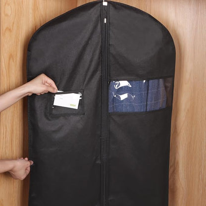 KEEGH 40" Suit Cover Bags for Men (Set of 20) Garment Bags for Hanging Clothes, Suit Bags for Closet Storage or Travel, Clothes Cover for Suits Coats with Clear Window and Label Pocket, Black