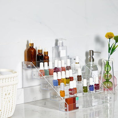 2 Pcs Acrylic Tiered Spice Rack Organizer 5 Tier Vertical Seasoning Organizer Clear Spice Shelf Tiered Pantry Shelves for Cabinet Kitchen Countertop Storage Organization Display, 12.2 x 10.6 x 7.8 In