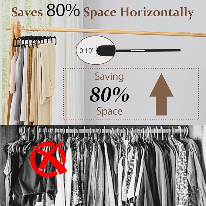 Velvet Felt Pants Hangers 30 Pack – Heavy Duty Space Saving Clothes Hangers with 360° Swivel Hook, Non-Slip Thin Design for Suits, Shirts, Coats, Dresses – Includes 30 Hooks (Black)