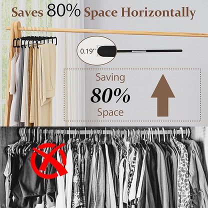 Velvet Felt Pants Hangers 30 Pack – Heavy Duty Space Saving Clothes Hangers with 360° Swivel Hook, Non-Slip Thin Design for Suits, Shirts, Coats, Dresses – Includes 30 Hooks (Black)
