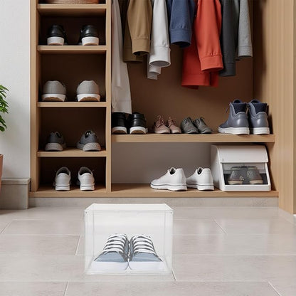 Acrylic Shoe Storage Box Large Size 45x33x33cm Stackable Plastic Shoe Organizer with Front Opening for Boots and Sneakers Home Entryway