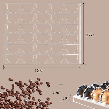 SUMERFLOS Coffee Capsule Storage Tray, Drawer Insert Organizer Holds 30 Pods Compatible with Nespresso Vertuoline Capsules Drawer of Kitchen, Home