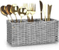Ayiaren Grey Plastic Cutlery Silverware Holder Small Utensil Organizer Holders for Kitchen Counter Party Flatware Caddy Table Silverware Organizer Basket Spoon Knife Fork Holder Picnic Utensil Caddy
