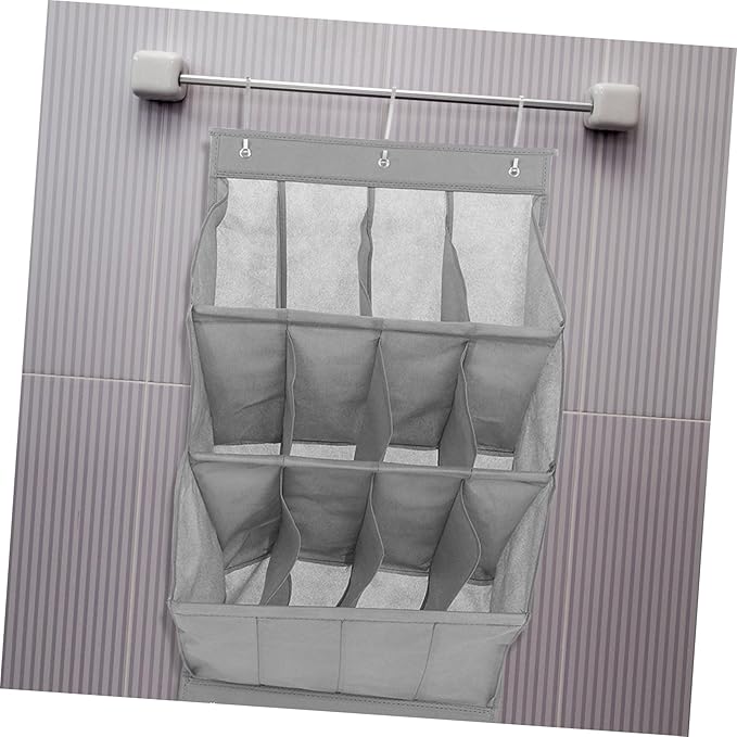 Happyyami 12Grid Hanging Shoe Organizer with Space Saving Over Door Shoe Rack for Sneakers Sandals and Accessories Tear Resistant for Closets and Apartments