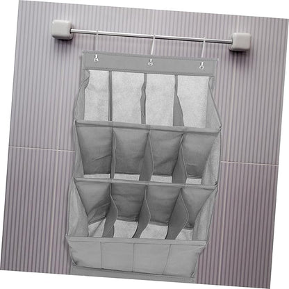 Happyyami 12Grid Hanging Shoe Organizer with Space Saving Over Door Shoe Rack for Sneakers Sandals and Accessories Tear Resistant for Closets and Apartments
