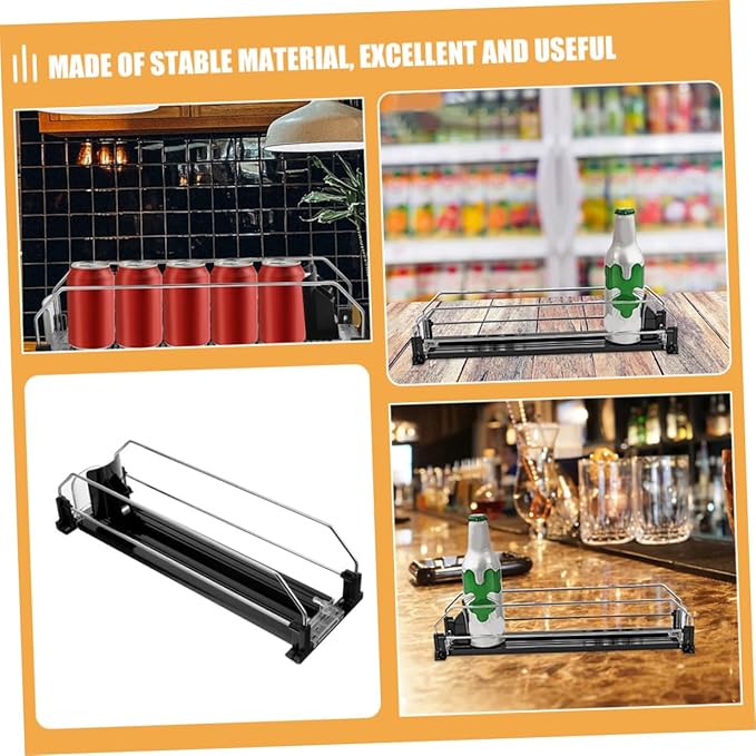 BESPORTBLE 2pcs Automatic Pusher Soda Can Organizer for Fridge Smooth Polished Drinks Dispenser Stand Easy to Install Beverage Storage for Soda Beer and Bottled Drinks