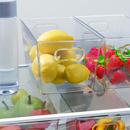 Set of 6 Clear Plastic Storage Bins With Handles, Containers To Organize Pantry, Fridge, Cabinet, Kitchen, Countertop, Closet, Cupboard, Home Organization and Storage