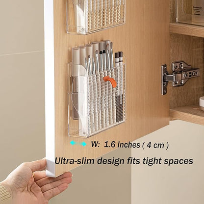 3 Pcs Wall-Mounted Makeup Organizer Set, Makeup Holder for Lipstick, Pencils, Brush, Lip Liner, Cabinet Storage for Mirror, Door, Bathroom, Vanity
