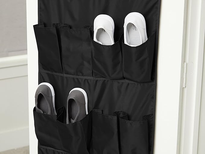 Covermates Keepsakes Over the Door Shoe Organizer – Heavy-Duty Hanging Footwear Storage with 20 Pockets and Stainless Steel Hooks – Space-Saving Closet & Bedroom Organization, Black
