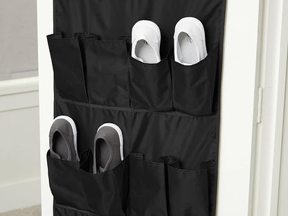Covermates Keepsakes Over the Door Shoe Organizer – Heavy-Duty Hanging Footwear Storage with 20 Pockets and Stainless Steel Hooks – Space-Saving Closet & Bedroom Organization, Black