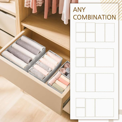 Criusia 26 Pack Drawer Organizer for Clothes, Foldable Dresser Dividers with 3 Sizes, Fabric Storage Bins – Gray