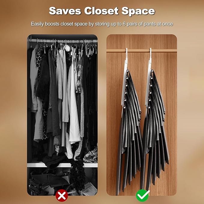 Ergocar Pants Hanger, Space-Saving Metal Wardrobe Storage, Clothes Pants and Hanger, Multi-Function Scarf Storage, 12.4*12.2