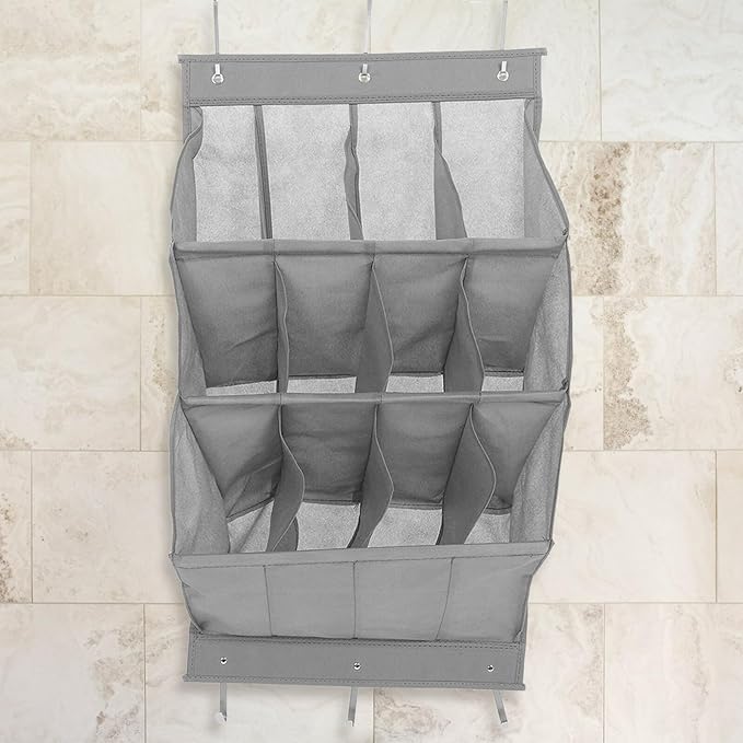 CALLARON Foldable over Door Shoe Organizer 12-grid Hanging Storage Rack Breathable Mesh Shoe Holder for Sneakers Boots Slippers Closet Door Storage