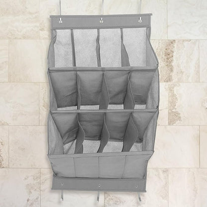 CALLARON Foldable over Door Shoe Organizer 12-grid Hanging Storage Rack Breathable Mesh Shoe Holder for Sneakers Boots Slippers Closet Door Storage