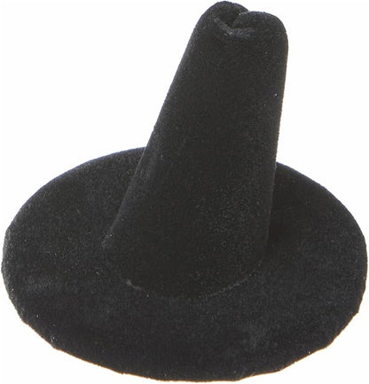 Plymor Black Velvet Ring Finger Display, Single on Round Base, 2" W x 2" D x 1.25" H