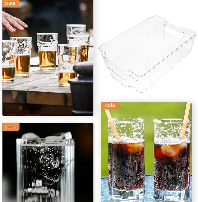 Artibetter Refrigerator Drink Rack Large Stacking Can Dispenser Bin Sturdy Plastic Rolling Soda Can Storage Organizer for Fridge Beverage Holder Kitchen Storage