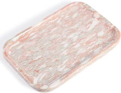 Karibiber Marble Vanity Tray, Marble Bathroom Tray Countertop, Decorative Tray for Dresser, Rosso Red Stone Serving Trays for Kitchen, Perfume, Jewelry Candle Holder, Catch All