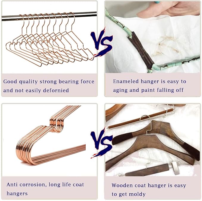 Rose Gold Metal Wire Baby Children Kids Hangers,30 Pack Non Slip Toddler Infant Clothes Hangers,12.5" Heavy Duty Space Saving Display Storage Shirt Coat Slacks Hangers