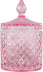 rejomiik Qtip Holder Glass Apothecary Jars with Lid for Bathroom Canisters Dispenser Decor, Storage Organizer for Cotton Swabs, Balls, Pads, Floss Picks, Candy, Pink