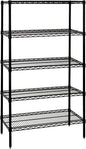 Quantum Storage Systems WR86-1472BK Wire Shelving Starter Kit, 72" W x 14" D x 86" H, 600 lbs Capacity, Carbon Steel, Epoxy Coated, Black, NSF