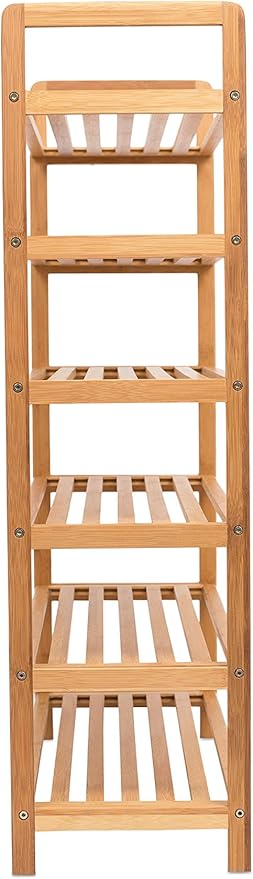 BIRDROCK HOME Free Standing Bamboo Shoe Rack | 6 Tier | Wood | Closets and Entryway | Organizer | Fits 18 Pairs of Shoes