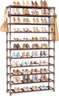 VILICK 11 Tiers Tall Wide Shoe Rack 55 Pairs Large Capacity Sturdy Durable Shoe Rack for Closet Metal Shoe Organizer Shelf with Two Hooks Space Saving for Entryway Brown