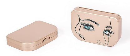 Champion Gold Eyelash Storage Case Organizer With Makeup Mirror Frame Box, Magnetic Lash Packaging Travel Bag