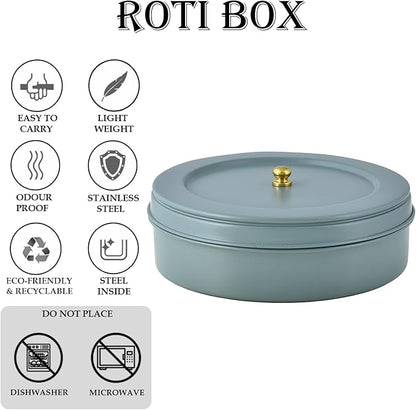 Elan Special Combo of Spice Box and Roti Papad Box | Multipurpose Containers for Kitchen | See Through 7 Compartment Spice Box with Spoon and Kitchen Storage Box (Stainless Steel, Pack of 2)
