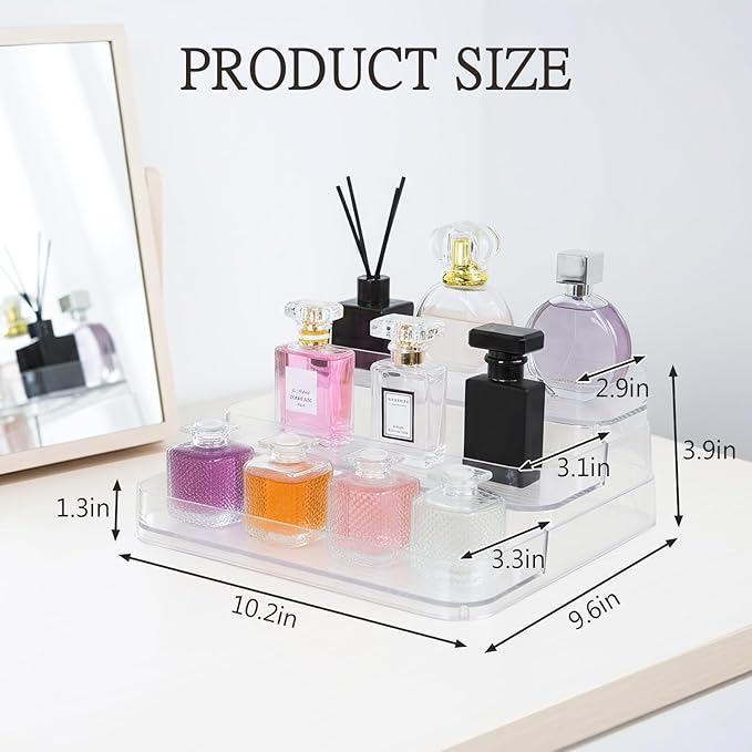 2 Pack Perfume Display Mini Perfume Organizer & Mini Scented Oils Organizer Vanity Display Case, 3 Tiers Perfume Cabinet for perfume shelf Clear Acrylic Display Case a Great Storage Helper at Home